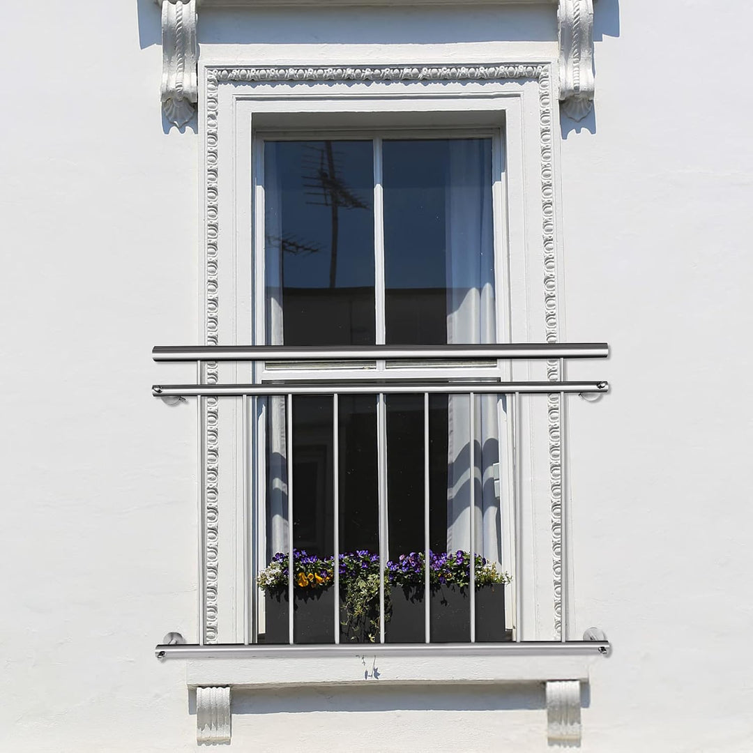Edelstahl Geländer 128x90 cm Balkon Absturzsicherung 128×90 cm, 128×90 cm