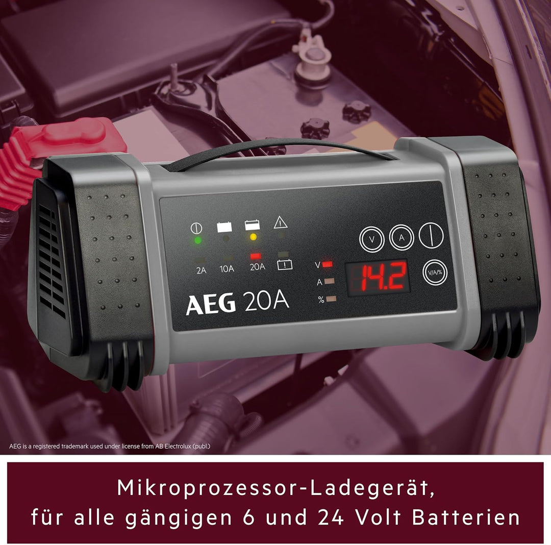 AEG 97025 Mikroprozessor Batterie Ladegerät LT 20 Ampere für 12/24 V, 9-stufig, Power-Supply, automa