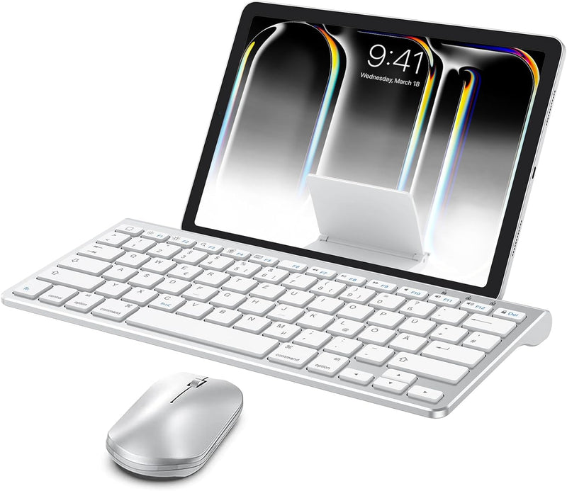 OMOTON Bluetooth Tastatur Maus Set für iPad Pro 12.9/11, iPad 10.2, iPad 2020/2019, iPad 8/7/6/5, iP