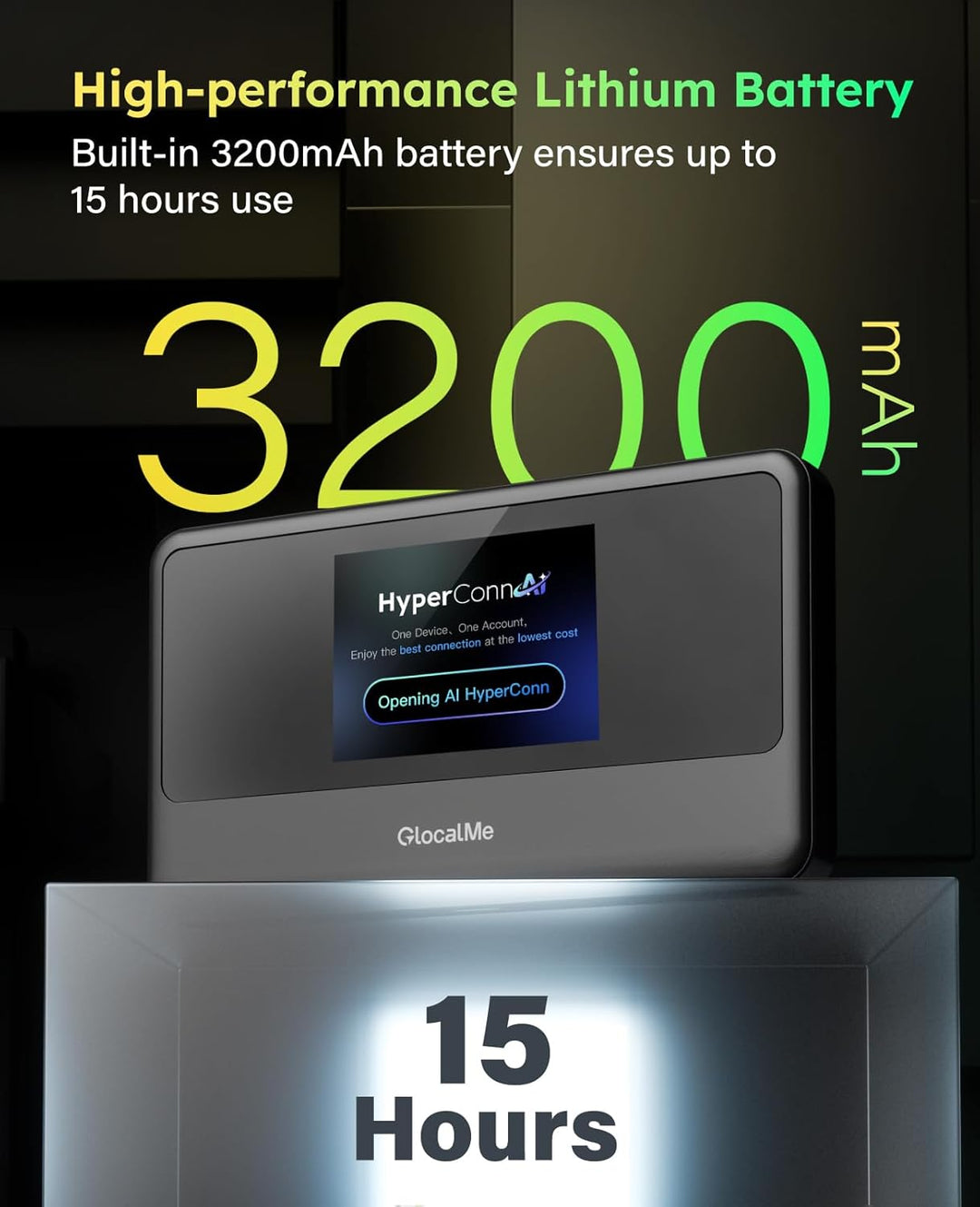 GlocalMe MeowGo 4G Mobiler WLAN Router, DL 390 Mbit/s/UL150 Mbit/s, Mobiles Internet für global 200