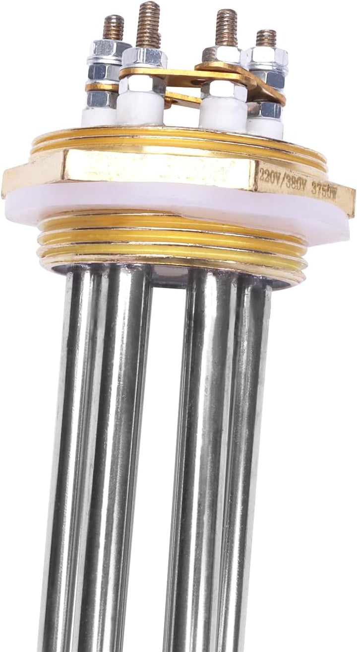 DERNORD 220V/380V 3750W 1-1/4 Zoll DN32 Heizelement 3U Heizstab BSP Kupfer Flansch 220V 3750W, 220V