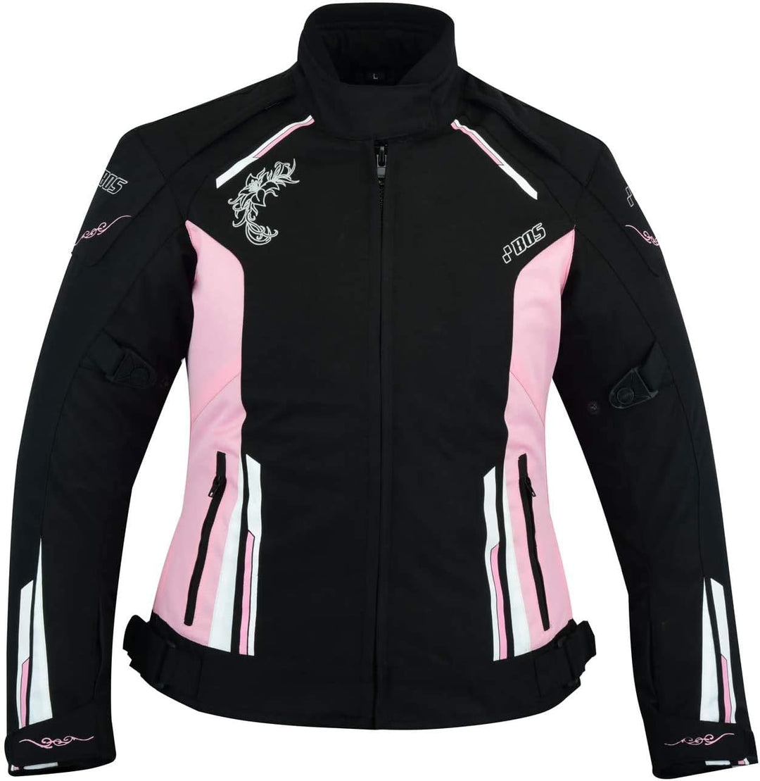 Damen Motorrad Motorradkombi Textil Schwarz Weiss Rose (XL) XL Schwarz, XL Schwarz