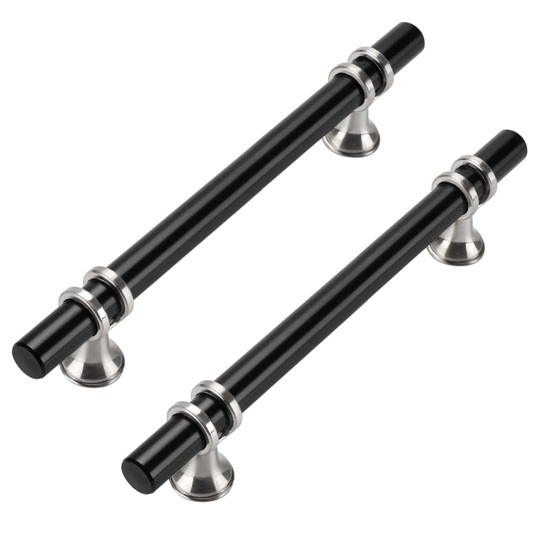 goldenwarm 10 Stück Möbelgriffe Schwarz Küchengriffe Edelstahl Sliver&amp;Schwarz Küche Schrankgriffe 12