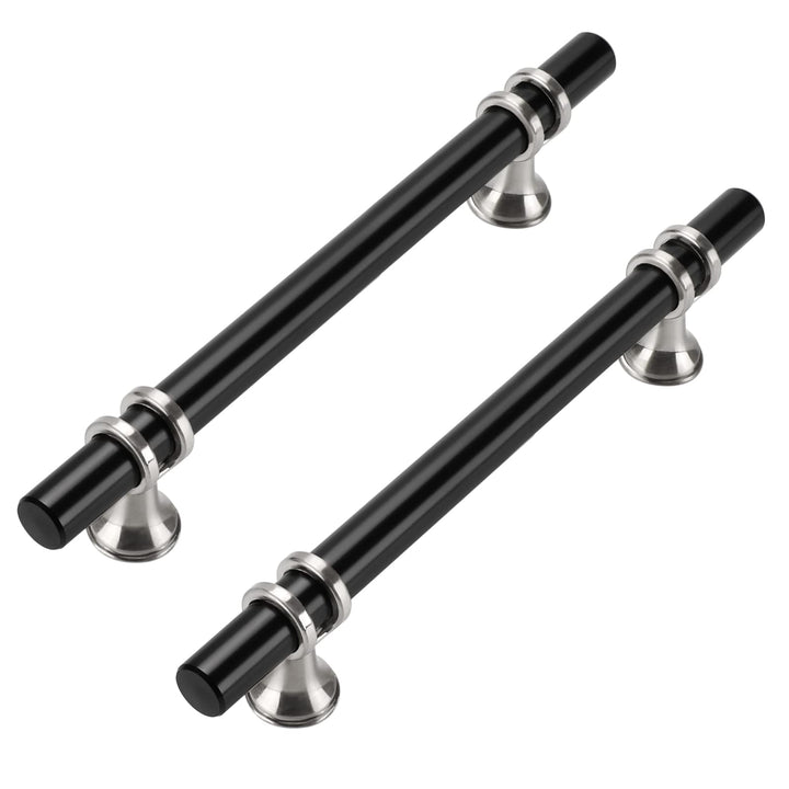 goldenwarm 10 Stück Möbelgriffe Schwarz Küchengriffe Edelstahl Sliver&amp;Schwarz Küche Schrankgriffe 12