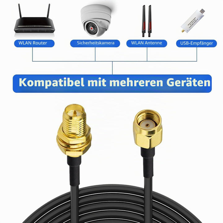 Superbat RPSMA WLAN Antenne Verlängerungs Kabel 10m (2 Stück): RP-SMA Stecker auf Buchse RG174 Koaxi