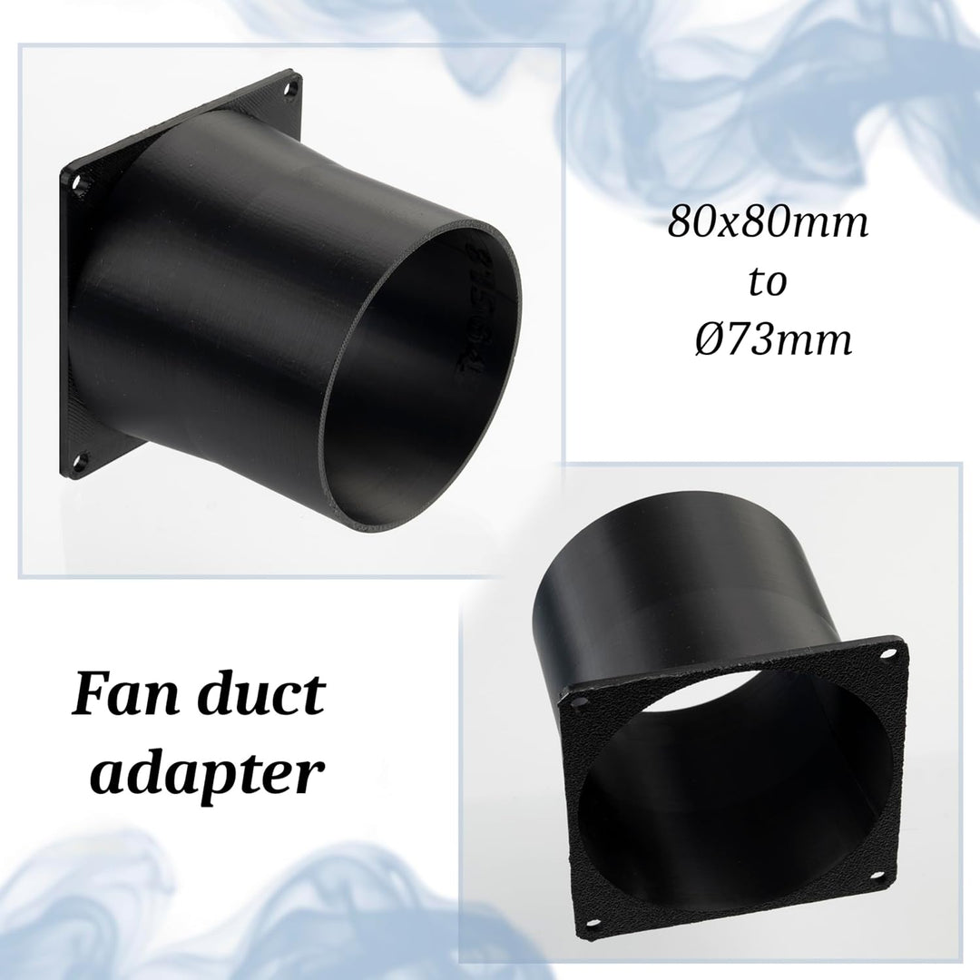 AERZETIX Quadratisch-Rund-Adapter für Luftstrom für Lüftungskanal 80x80 mm Ø73 mm aus ABS-Kunststoff