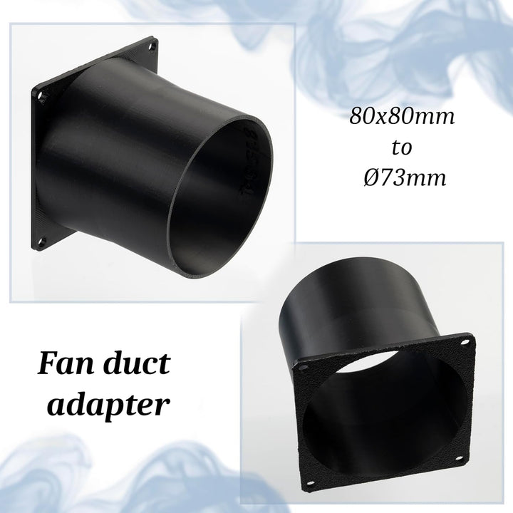 AERZETIX Quadratisch-Rund-Adapter für Luftstrom für Lüftungskanal 80x80 mm Ø73 mm aus ABS-Kunststoff