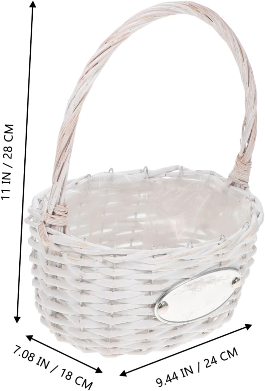 1 Stück Blumenkorb Handgewebte Körbe Für Hochzeiten Weidenkorb Baby-Seegras-Rattankorb Hochzeitskorb
