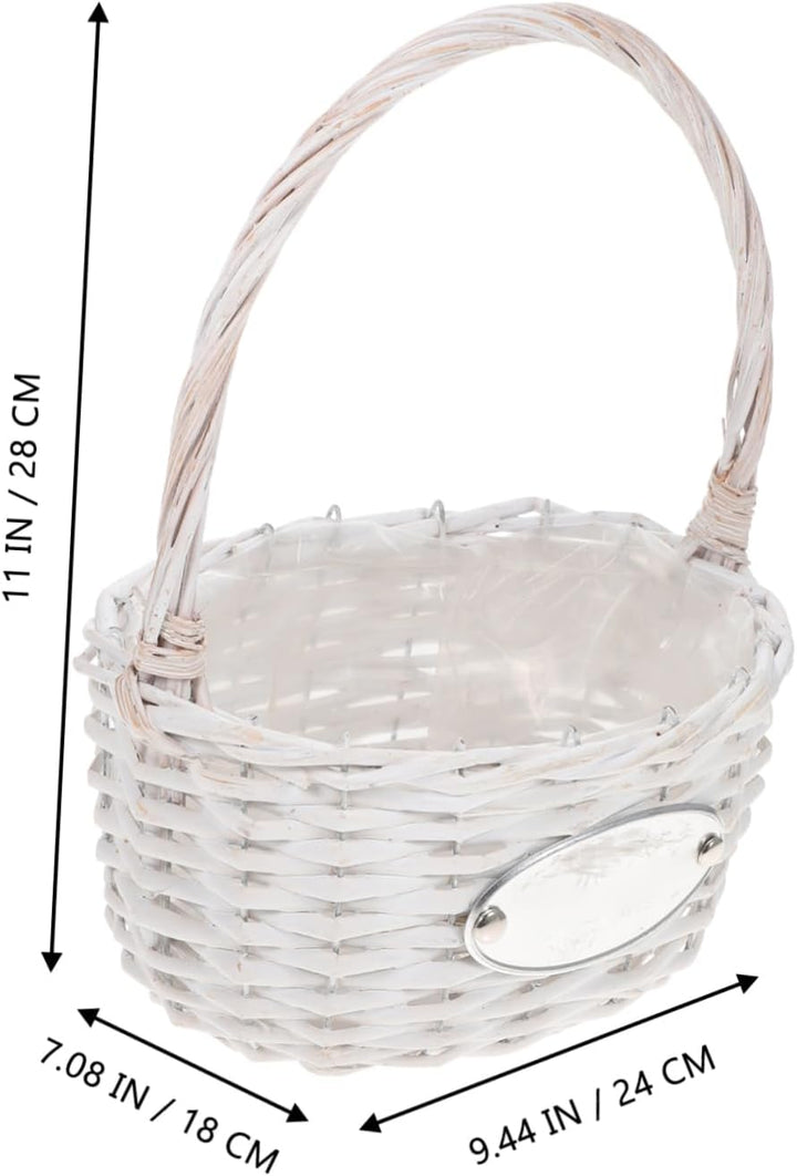 1 Stück Blumenkorb Handgewebte Körbe Für Hochzeiten Weidenkorb Baby-Seegras-Rattankorb Hochzeitskorb