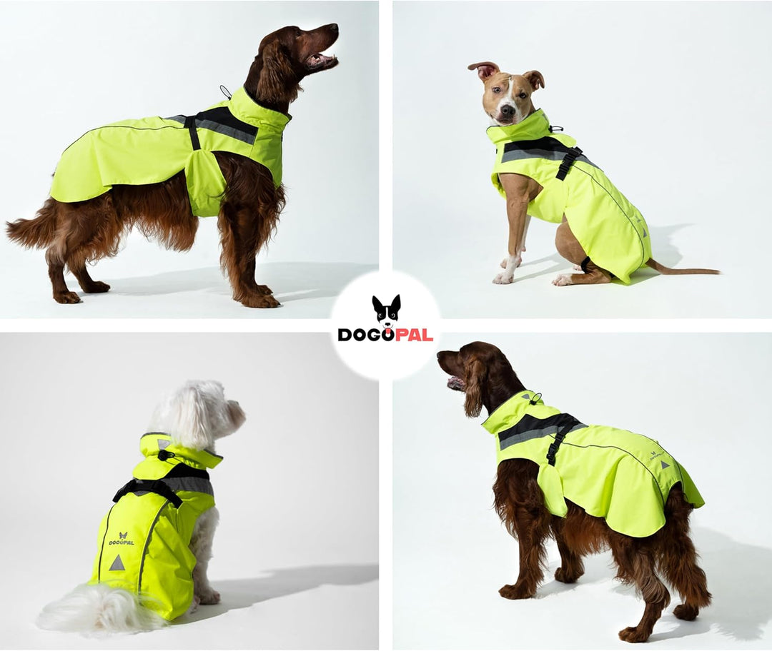 DOGOPAL Regenmantel Hund wasserdicht für kleine & grosse Hunde - Gelber Hunderegenmantel mit Reflekt