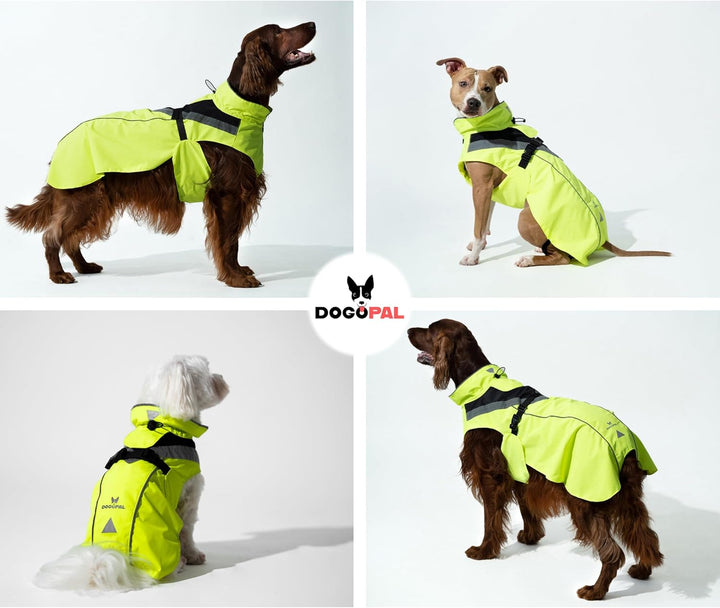 DOGOPAL Regenmantel Hund wasserdicht für kleine & grosse Hunde - Gelber Hunderegenmantel mit Reflekt