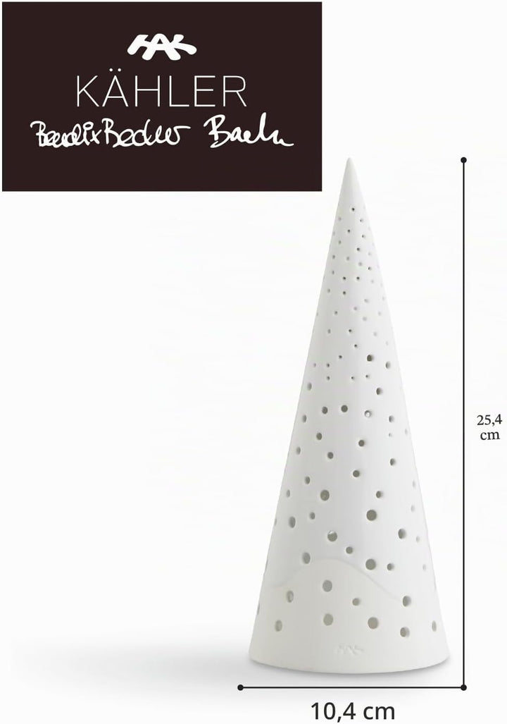 Kähler Teelichthalter hoch H25.5 cm Nobili Sammlerobjekt dänisches Design, Weiss 24,5 cm Schnee Weis