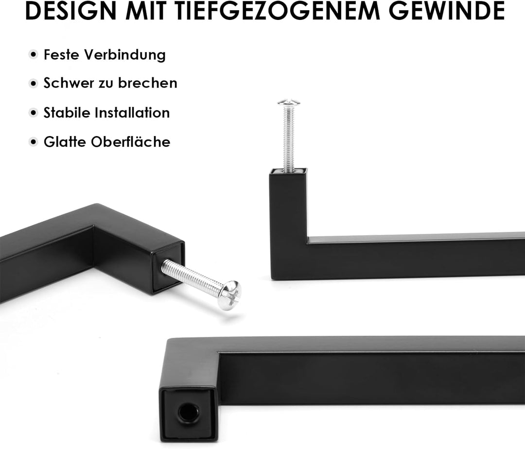 HauSun 15 Stück Möbelgriffe 160mm Schwarz Küchengriffe aus Edelstahl Schrankgriffe mit Schrauben Tür