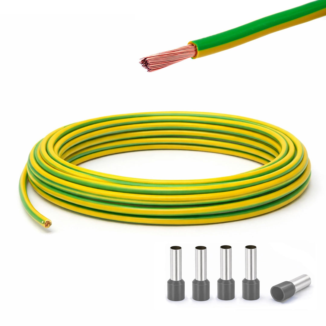 Erdungskabel 4mm² - Grün/Gelb - H07V-K - Erdungsleitung Aderleitung feindrähtig flexibel (5-100m) in