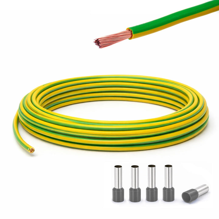 Erdungskabel 4mm² - Grün/Gelb - H07V-K - Erdungsleitung Aderleitung feindrähtig flexibel (5-100m) in
