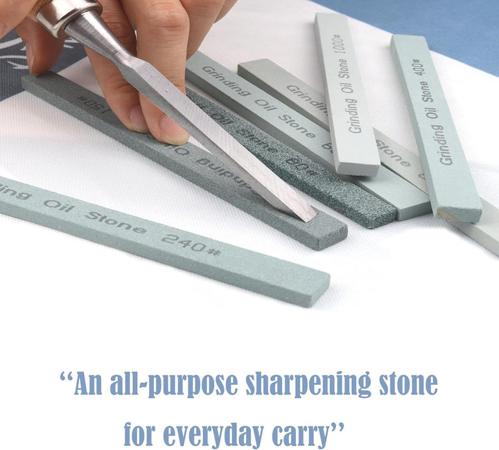 Schärfstein Set,7pcs Messer Abziehstein Set Grün Siliziumkarbid Öl Stein Abziehstein für Messer,Die