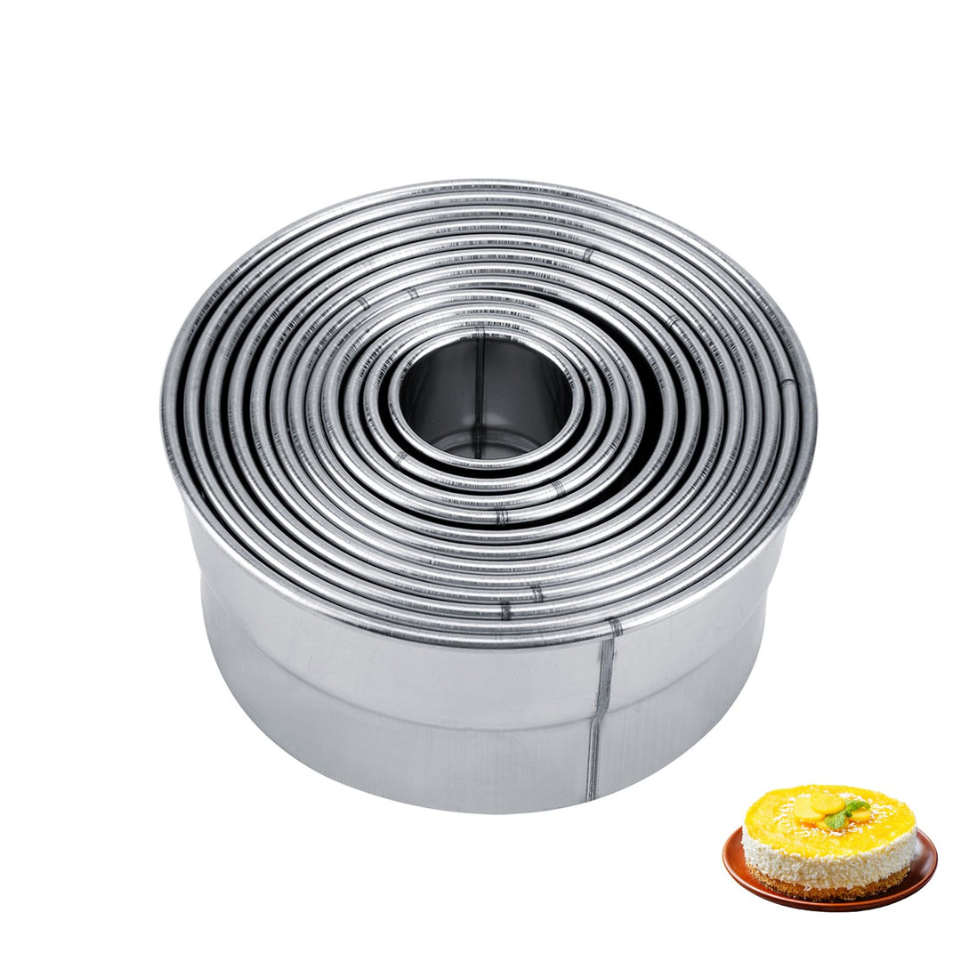 Edelstahl-Ausstecher-Set,plplaaoo 12 Stück/Set Keks-Mousse-Kuchenform, rundes Backwerkzeug, rundes A