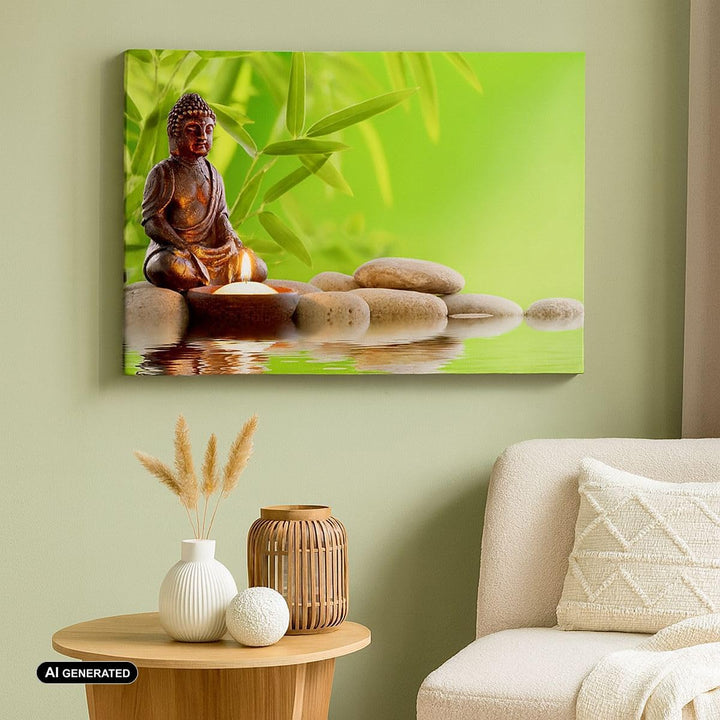Bilder auf Leinwand Buddhismus Feng Shui Spa Bambus Leinwandbild 70x50cm Wandbilder Dekoration Wohnz