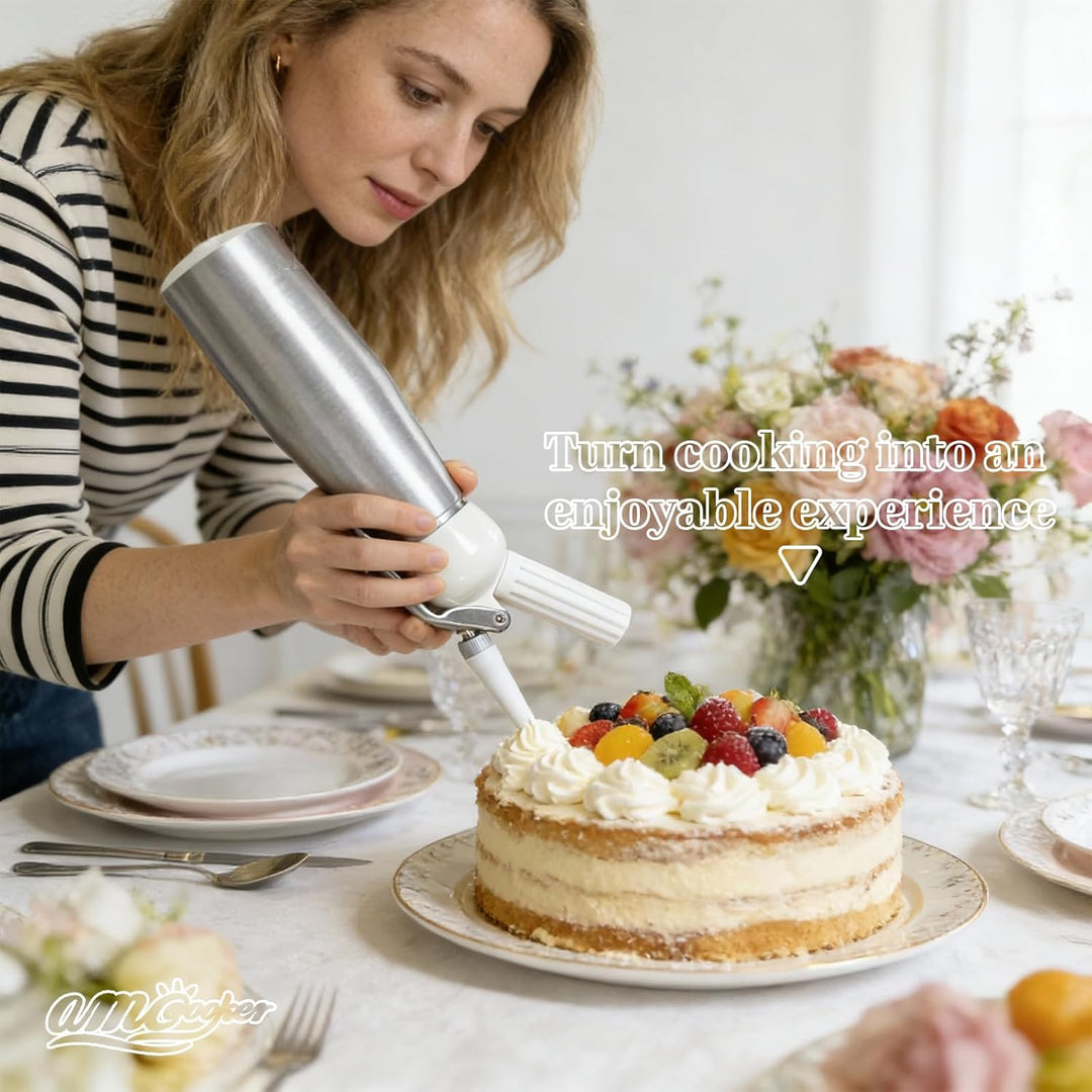 Sahnespender, Sahnesyphon, Sahnespender Edelstahl 500mL, Espuma Flasche, für Sahne, Mousses, Dessert