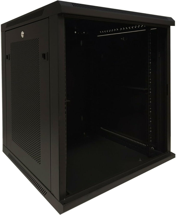 DSIT 12HE Serverschrank - 19 Zoll Wandgehäuse mit Glastür und Perforierte Seitenwände (BxTxH) 600 x