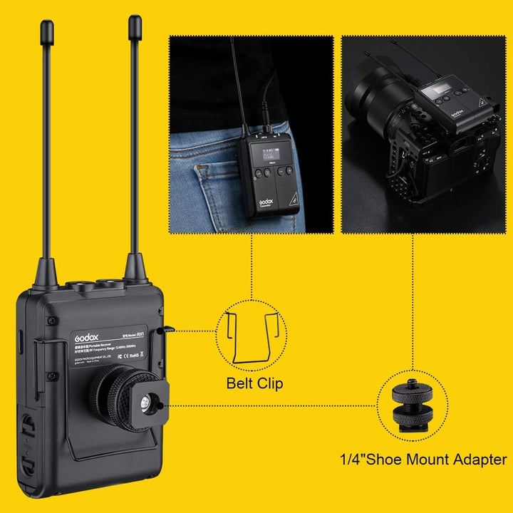 FOMITO Godox Pro Echtzeitüberwachung Drahtloses Lavalier-Mikrofonsystem WMicS1-Kit, 2X Sender TX1 +