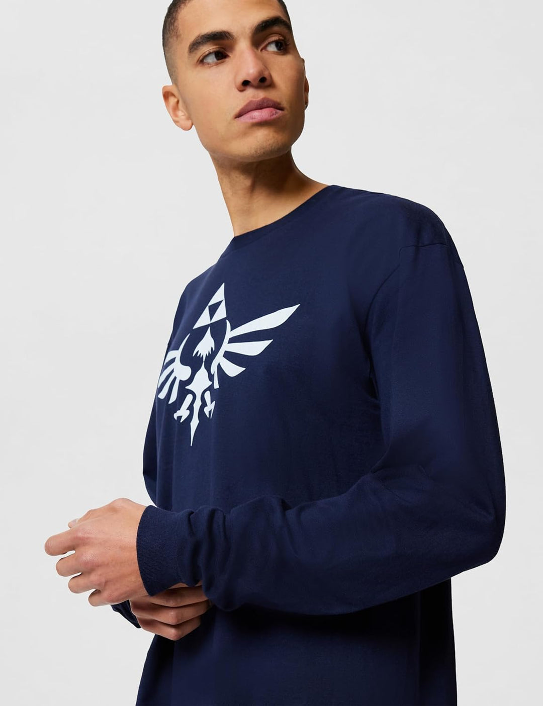 Nintendo Unisex Triumphant Triforce Shirt The Legend of Zelda Hemd L Blau/Langärmlig., L Blau/Langär