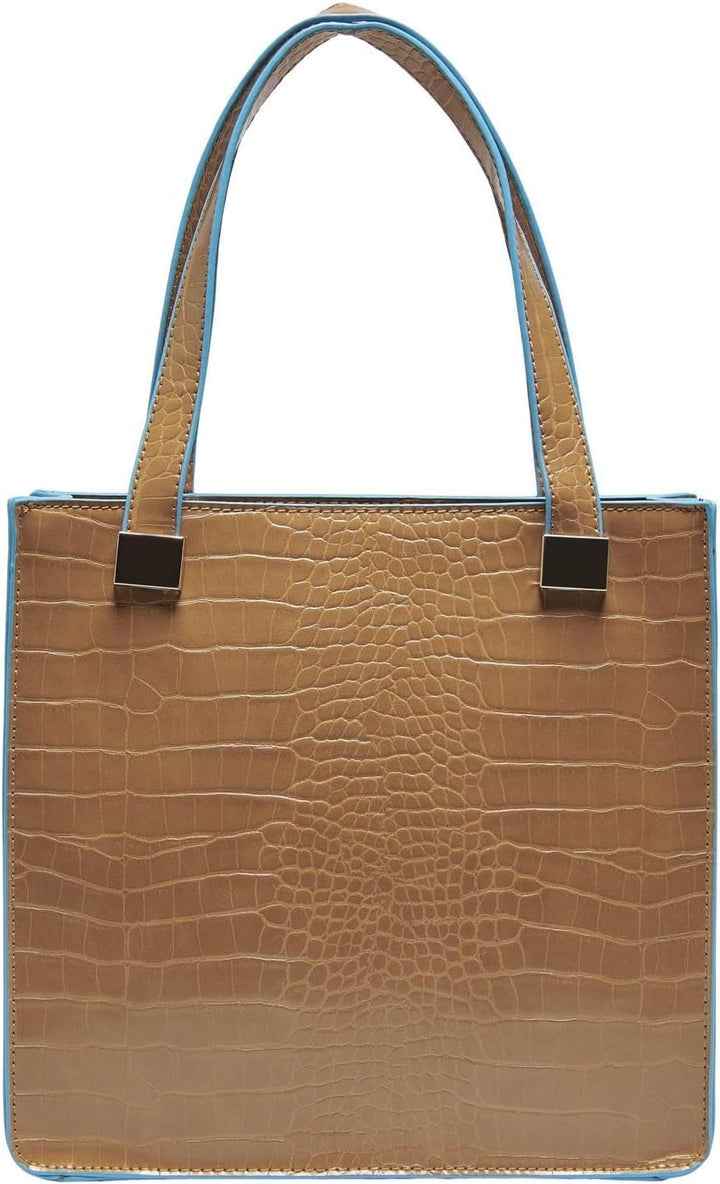 ONLY female Schultertasche ONLPETRA CROCO PU TOTE BAG Cognac/Detail:airy Blue Edge, Cognac/Detail:ai