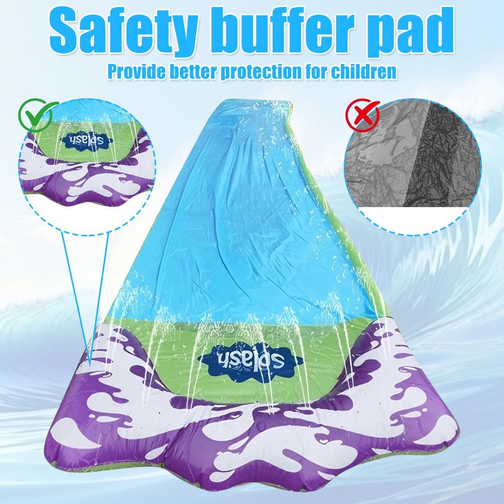 Wasserrutsche Garten für Kinder, 15.8ft/480cm Aufblasbare Wasserrutsche mit 2 Bodyboards, Single Was