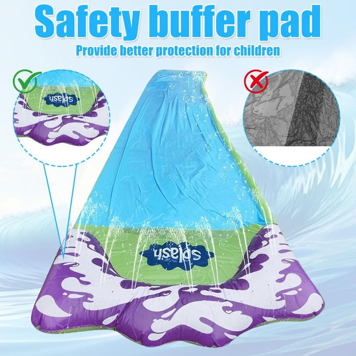 Wasserrutsche Garten für Kinder, 15.8ft/480cm Aufblasbare Wasserrutsche mit 2 Bodyboards, Single Was