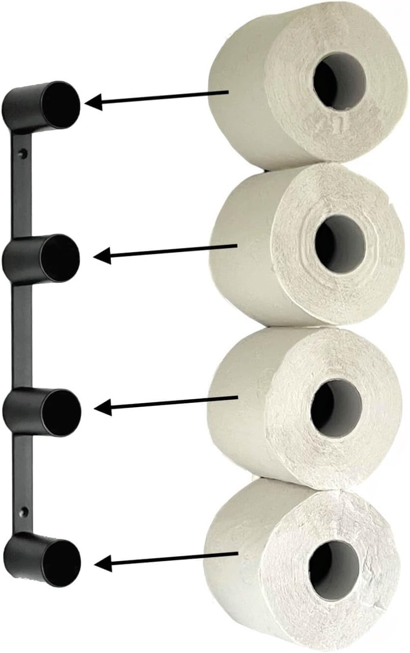 DanDiBo Toilettenpapierhalter Schwarz Wand Metall 4 Halter Unsichtbar Klopapierhalter Toilettenrolle