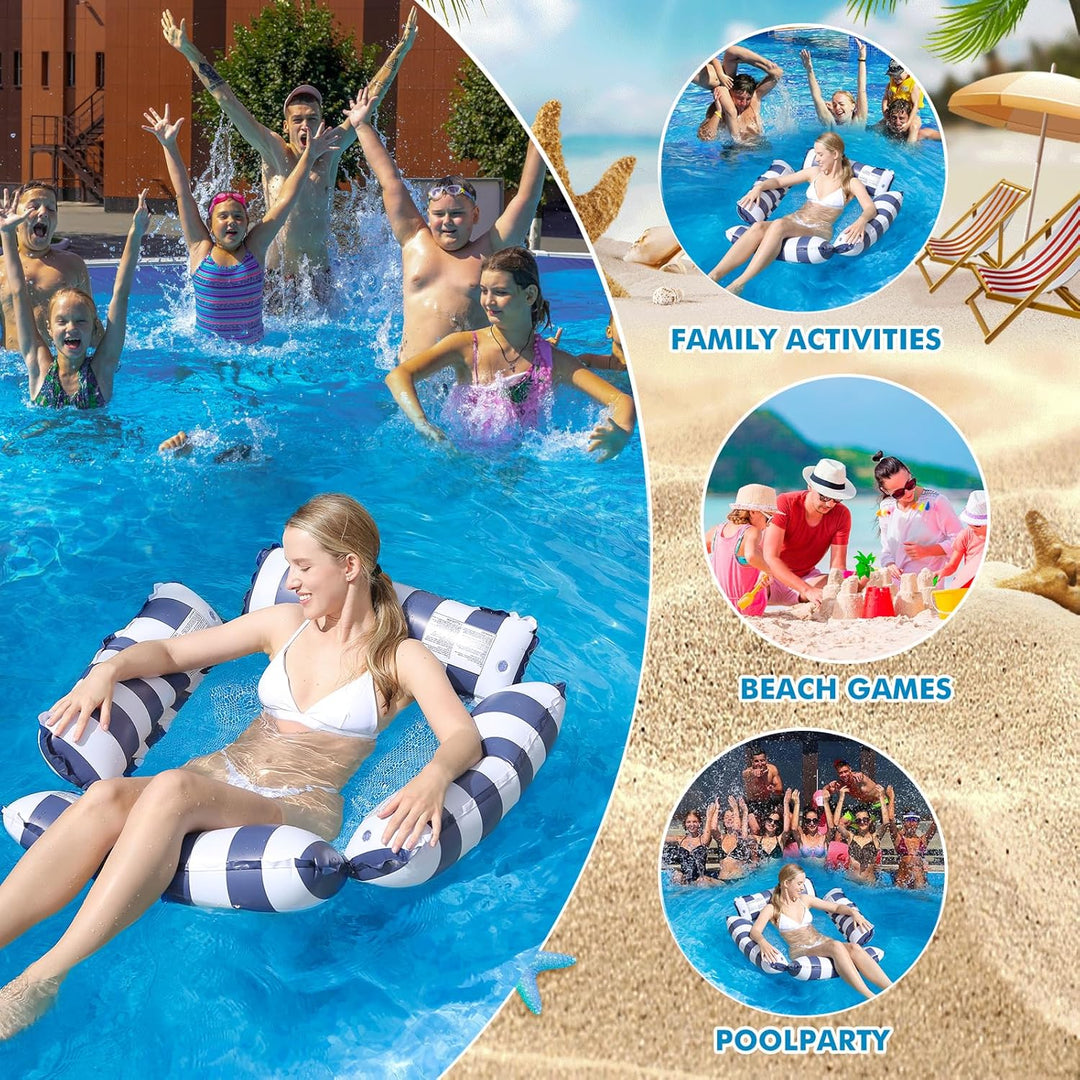 Aufblasbare Pool-Schwimmer-Stuhl-Lounge für Erwachsene und Kinder, die Schwimmen, Streifen-Muster-Sc