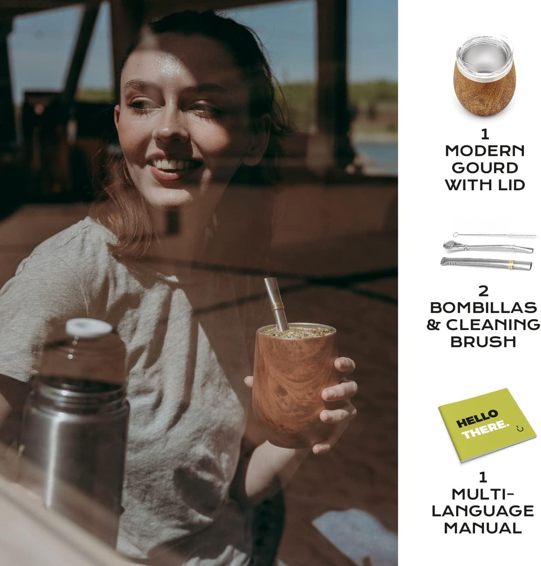 balibetov - Neu - Modernes Yerba Mate Gourd Set (Mate Tasse) - Doppelwandiger 18/8 Edelstahl Enthält