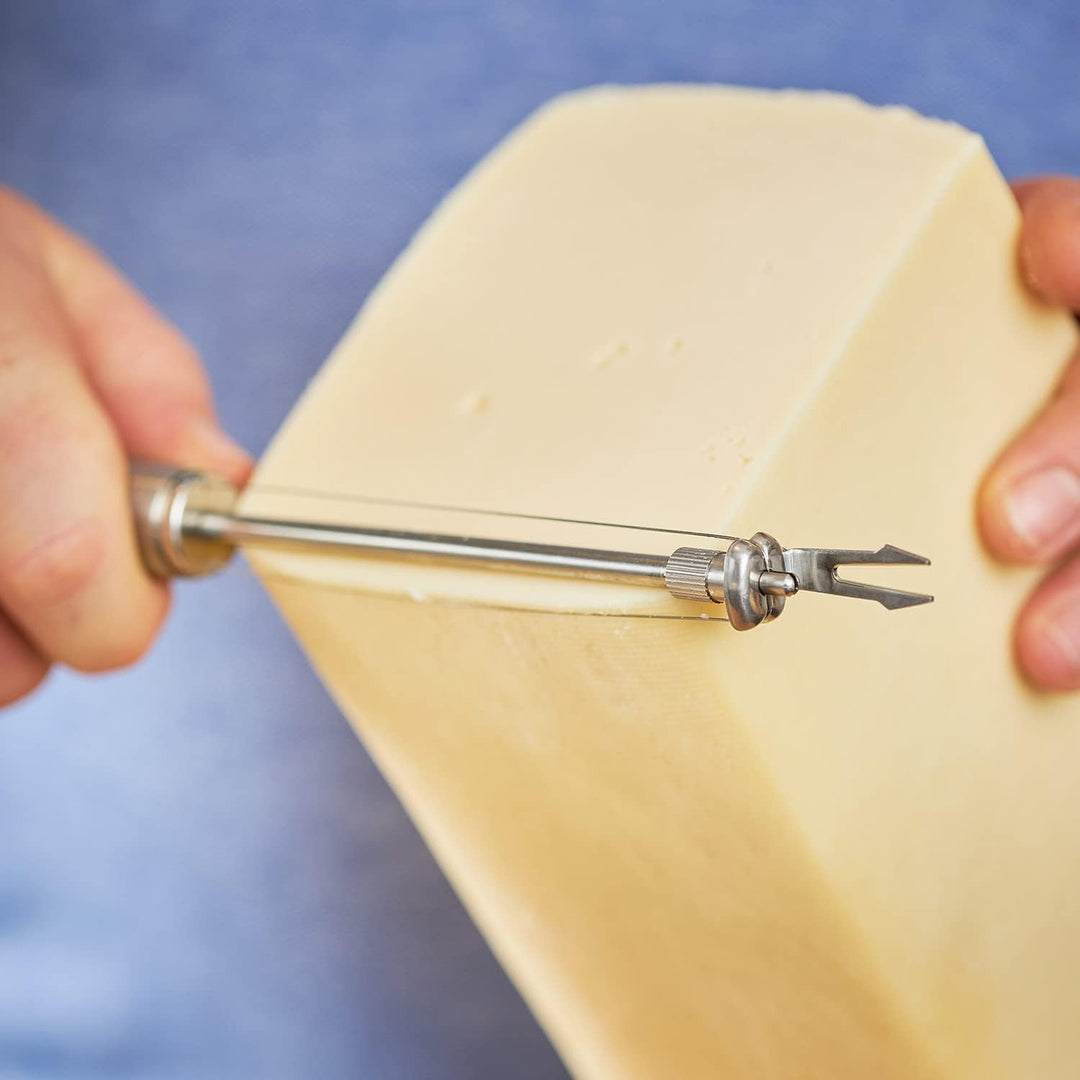 RÖSLE Käseschneider, hochwertiger Drahtschneider mit Gabel für Schnittkäse, Edamer, Gouda und Tilsit