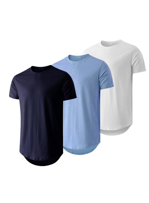 JMIERR 3 Pack T Shirt Herren Sommer Basic Einfarbig T-Shirt Baumwolle Slim Fit Hemd Kurzarm Sportwea