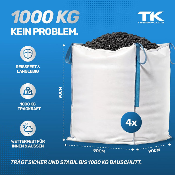TK THERMALKING Big Bag - Säcke für Bauschutt, Holz, Gartenabfall, Sand - Bauschuttsäcke 90x90x90 cm,