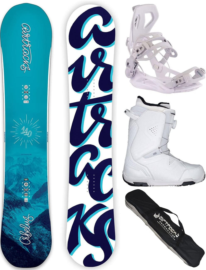 Airtracks Damen Snowboard Set Orbelus Lady Camber + Bindung Master W Fastec + Snowboard Boots + Sb B