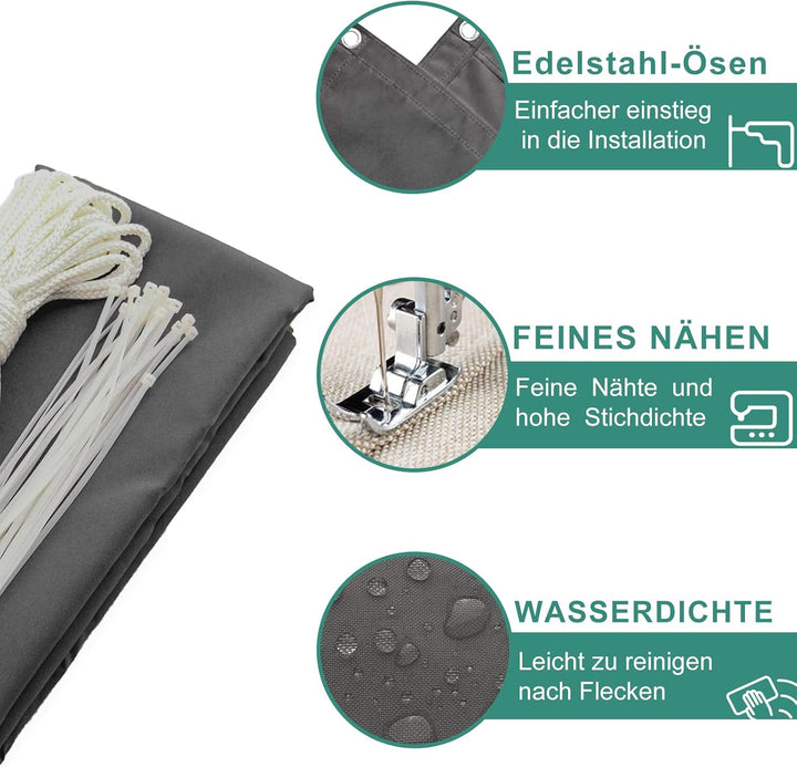 Balkon Sichtschutz Ohne Bohren, 85x400, Blickdichte Balkonverkleidung Balkonabdeckung Wetterfest UV-
