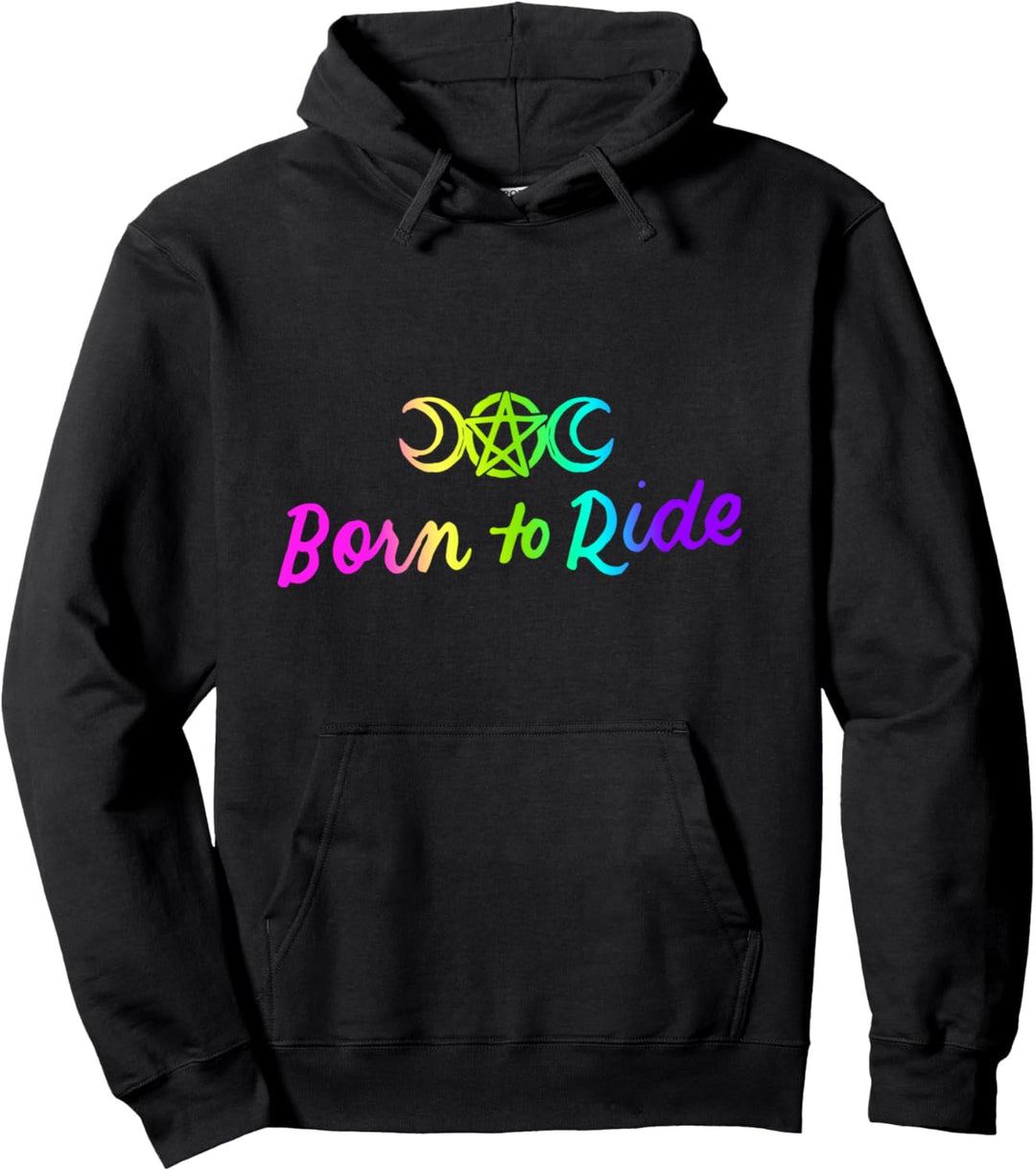 Geboren zu Reiten Pagan Wiccan Lustige Freche Hexe Halloween Pullover Hoodie