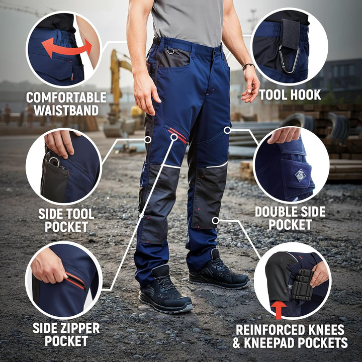 Revolt 4Stretch Arbeitshosen Männer - Cargohose Herren Mit Stretch - Elastische Arbeitshosen Männer