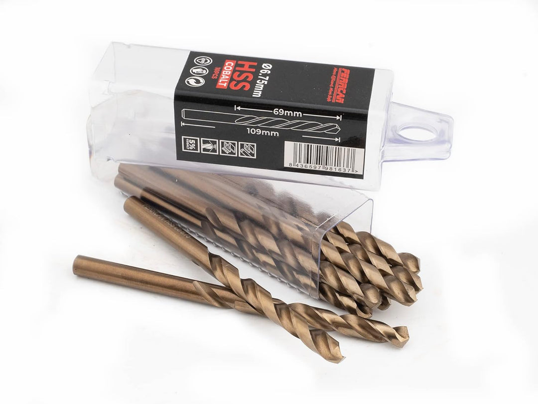 Ferrcan Metallbohrer HSS DIN340 M35 Kobalt, lang, 5 Stück (6.75mm), 6.75mm