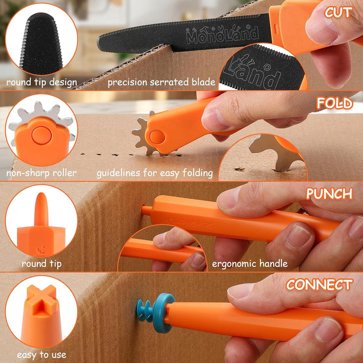 SainSmart Jr. Karton Werkzeug Kinder Set 120PCS – Starter Bastelset für Kinder, Einfaches Karton Bas