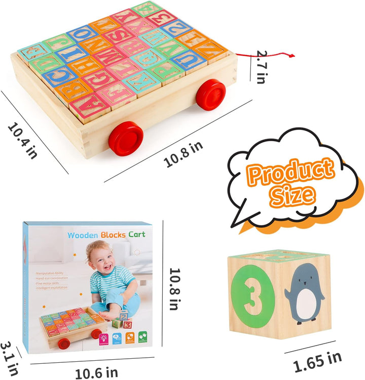 KABENFIS Holz ABC Block Cart Lernspielzeug für Kinder