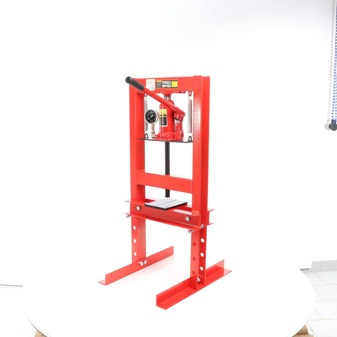 Wiltec 6T Profi Werkstattpresse, 300mm, Hydraulikpresse aus Stahl, Rahmenpresse mit Manometer, Lager