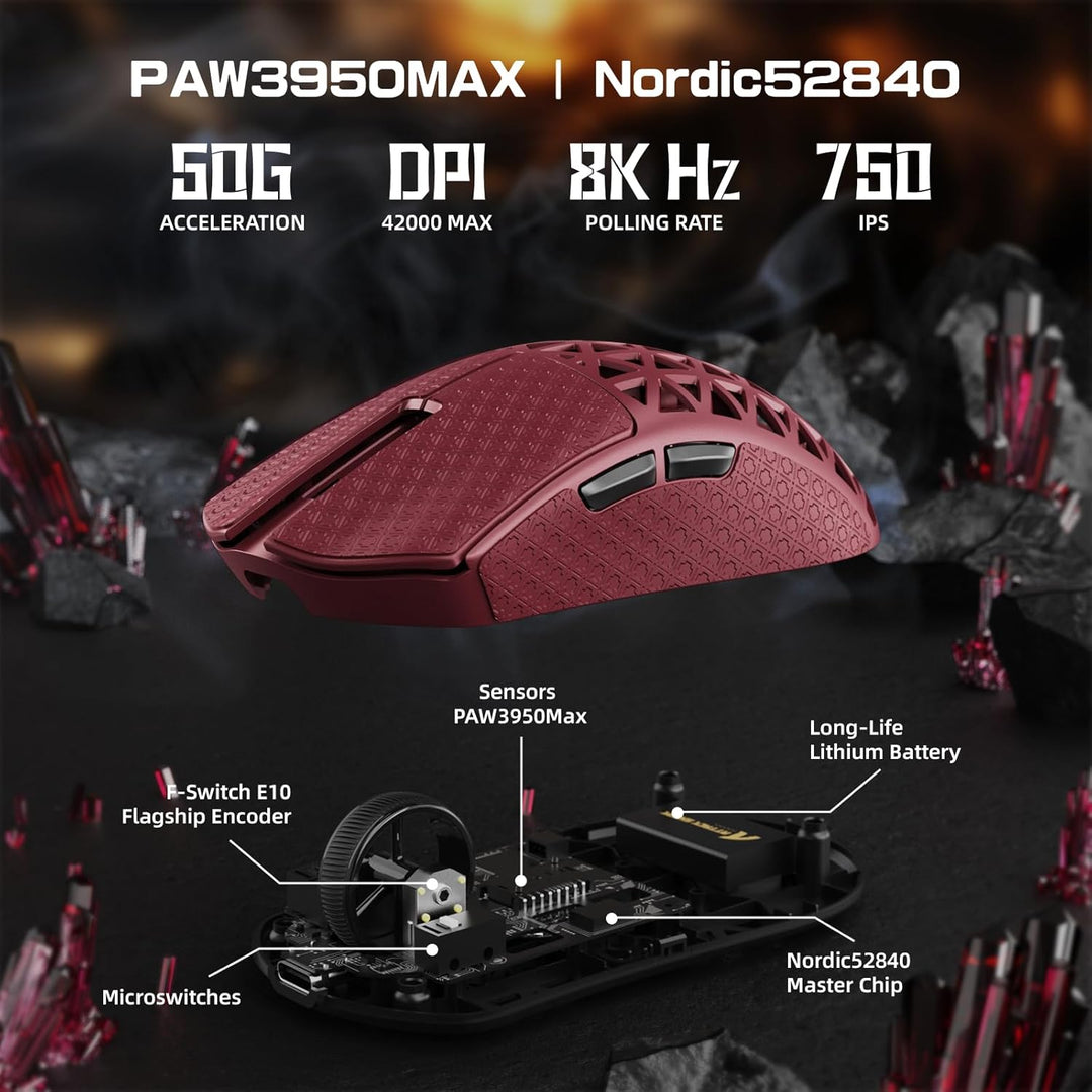 ATTACK SHARK R5 Ultra Carbonfaser HyperSpeed Kabellose Gaming-Maus, 39g Ultraleichte Maus mit Gripta