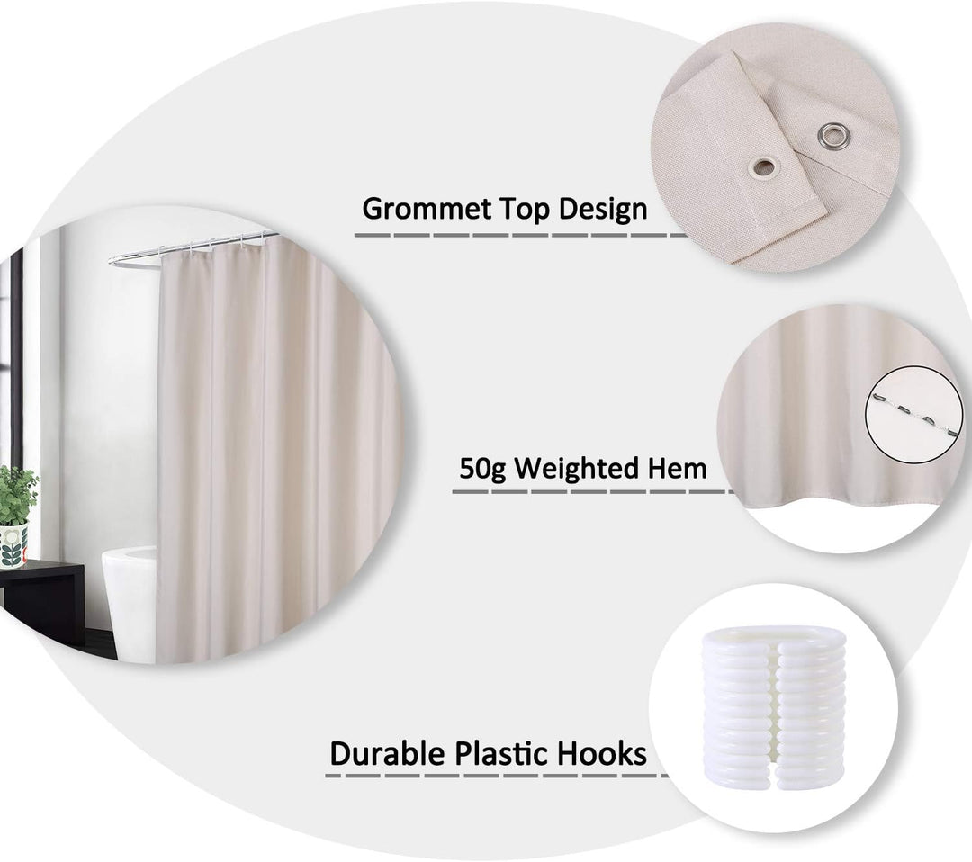 LinTimes Flachs Leinen wie 240GSM Schwerer Stall Duschvorhang für Badezimmer mit Haken Hotel Luxus S