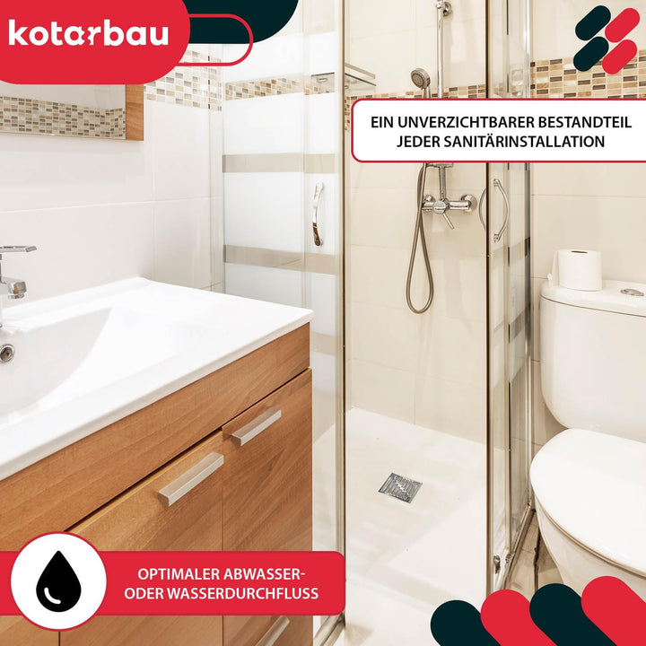 KOTARBAU® Bodenablauf 50 mm Abflussgitter Edelstahl quadratischer Duschrinne Duschablauf Bodenrinne
