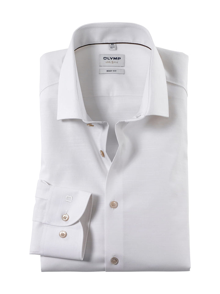 OLYMP Herren Oberhemd Langarm Level Five,Einfarbig,Body fit,Modern Kent 43 Hellbeige 20, 43 Hellbeig