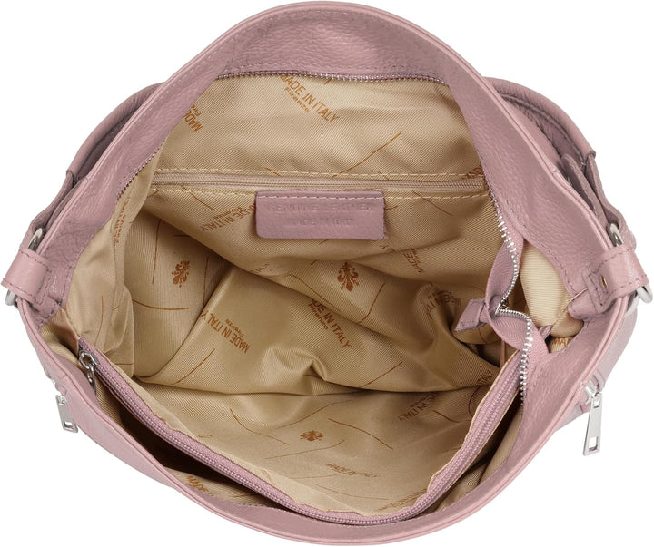 Handtasche Echt Leder Damen Made in Italy, Smartphonefach, Damentasche aus Rindleder, Umhängetasche