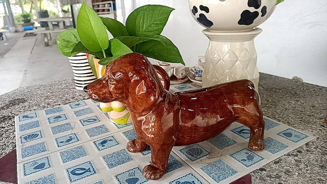 Spardose Sparschwein gross Tier - Motiv – Bild aus Keramik (Dackel braun 2), Dackel braun 2