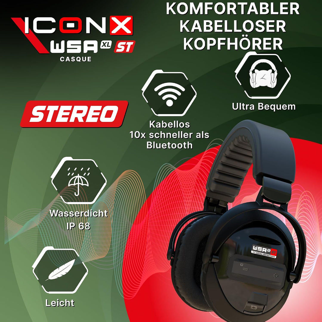 XP Metal Detectors ICONX Adventure Pack - WSAXL Stereo-Kopfhörer, MI-6 Pinpointer, FMF 28cm Suchspul